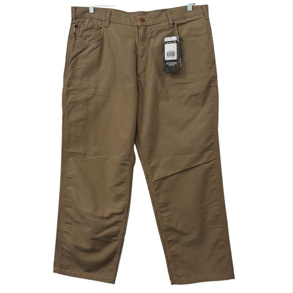 Carhartt Pants Mens 40x30 Khaki Tan Flame Resistant Midweight Canvas Pant Loose - Picture 1 of 5